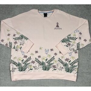 Disney Princess Boxlunch Sweatshirt Womens 2X Pink‎ Aurora Embroidered Read